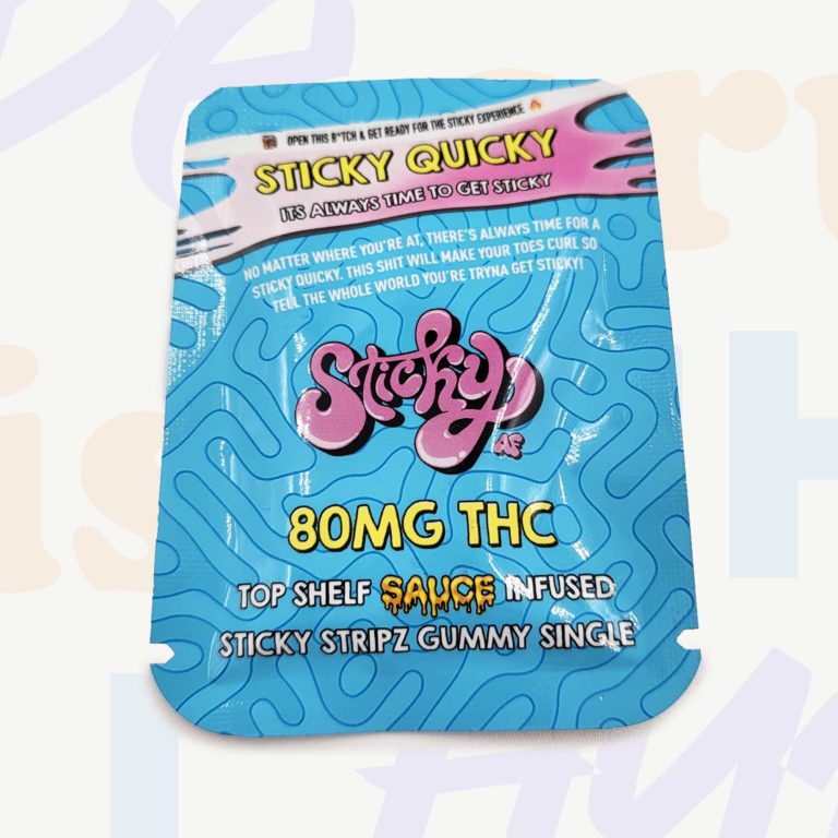 Sticky Quicky infused with top-shelf sauce and contains 80mg of THC.